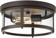 🏡 gunther collection 2-light clear glass farmhouse outdoor flush mount light – antique bronze: complete your outdoor space with vintage elegance логотип