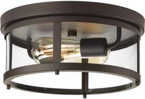 img 4 attached to 🏡 Gunther Collection 2-Light Clear Glass Farmhouse Outdoor Flush Mount Light – Antique Bronze: Complete Your Outdoor Space with Vintage Elegance