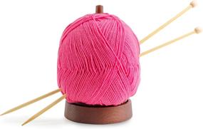 img 2 attached to 🪡 Handmade Wood Yarn Dispenser by Laborwood - Prevents Thread Tangling, Crochet Yarn Holder - Set of 3 Bonus Gifts, Extra Durable European Ash-Tree (Chestnut)