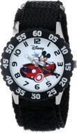 disney kids' w000975 mickey stainless steel time teacher watch with durable nylon band logo