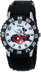 img 2 attached to Disney Kids' W000975 Mickey Stainless Steel Time Teacher Watch with Durable Nylon Band
