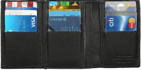 img 1 attached to Premium Grain Leather Tri Fold Wallet for Credit Cards: Stylish, Practical and Durable!