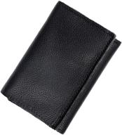 premium grain leather tri fold wallet for credit cards: stylish, practical and durable! logo