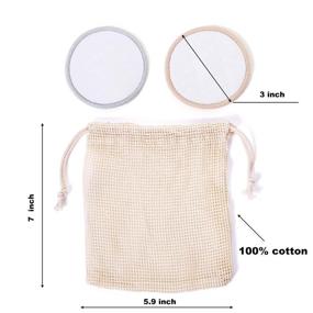img 3 attached to 🎋 Bamboo Reusable Makeup Remover Pads: Washable Eco-Friendly Cotton Rounds (Pack of 16) - Suitable for All Skin Types, Effective Face Cleanser and Gentle Eye Makeup Removers with Zero Waste - Includes Laundry Bag