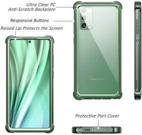 img 3 attached to Dexnor Galaxy Note 20 Case with Clear Screen Protector - Green | Electroplated Metal Full Body, 360° Rugged Shockproof Cover | Heavy Duty Defender Bumper Case for Samsung Note 20 5G