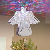 enhanced eambrite 12.5-inch hollow christmas angel tree topper: rotating magic ripple projector for xmas crown tree decoration logo