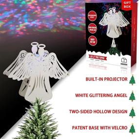 img 1 attached to Enhanced EAMBRITE 12.5-inch Hollow Christmas Angel Tree Topper: Rotating Magic Ripple Projector for Xmas Crown Tree Decoration