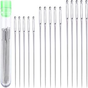 img 4 attached to 🧵 Set of 15 Large-Eye Hand Sewing Needles - Various Sizes (2.4&#34;, 2.2&#34;, and 2&#34;) for Easy Stitching