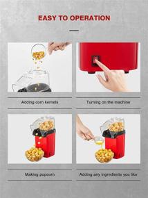 img 1 attached to 🍿 1200W Fast Home Hot Air Popcorn Maker with Measuring Cup and Removable Top Cover | Easy To Clean &amp; Healthy Oil-Free | Perfect for Movie Nights | BPA-Free &amp; ETL Certified (RED)