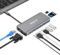 🔌 10-in-1 usb c hub multiport adapter - portable dongle with 4k hdmi, vga, ethernet, 3 usb ports, audio, pd charger, sd/micro sd card reader - compatible for macbook pro, xps, and other type c devices. логотип