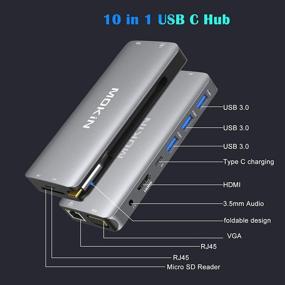 img 3 attached to 🔌 10-in-1 USB C Hub Multiport Adapter - Portable Dongle with 4K HDMI, VGA, Ethernet, 3 USB Ports, Audio, PD Charger, SD/Micro SD Card Reader - Compatible for MacBook Pro, XPS, and Other Type C Devices.