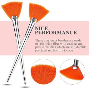 img 2 attached to 🎨 Ultimate 16-Piece Face Mask Brush Set: Soft Fan, Acid Applicator, and Soft Applicator Brushes for Flawless Makeup Application, Eyelash Extensions, and Cream Mixing (Fans/Flat Head)