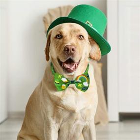 img 1 attached to 🍀 St. Patrick's Day Dog Collar with Bow Tie - Irish Lucky Shamrock Design (Wee Bit Irish, Small Size)