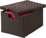 📦 honey-can-do ofc-03709 double woven file box: large, espresso brown, with lid and handles - 14" x 17.75" x 10.75 logo