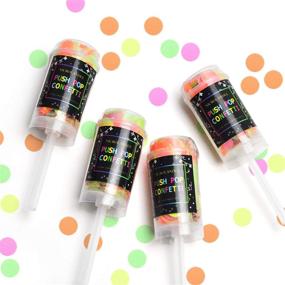 img 4 attached to Vibrant Glow-in-The-Dark Party Decorations: NICROLANDEE Blacklight Neon Tissue Confetti Push Pop Containers - Ideal for Birthdays, Weddings, Baby Showers, Proms & More!