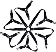 premium auivguiv toweter elastic fitted sheet straps - crisscross bed sheet fasteners suspenders, suitable for round and square mattresses (black) logo