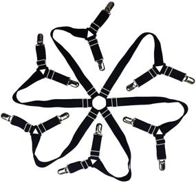 img 4 attached to Premium Auivguiv Toweter Elastic Fitted Sheet Straps - Crisscross Bed Sheet Fasteners Suspenders, Suitable for Round and Square Mattresses (Black)