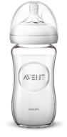прозрачная бутылка для кормления philips avent natural glass объемом 8 унций логотип