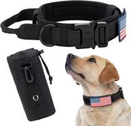 🐶 invenho tactical dog collar for medium-large dogs: usa american flag print, adjustable military training collar with handle, thick heavy-duty buckle, and bottle pouch, black, size l logo