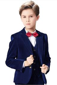 img 4 attached to 👦 Yavakoor Boy Velvet Blazer Suit Jacket for Boys Formal Occasions