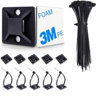 🔗 versatile 100 pack zip tie mounts with self adhesive-backed cable ties: efficient wire holder & black cable management clips wall anchors logo