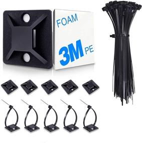 img 4 attached to 🔗 Versatile 100 Pack Zip Tie Mounts with Self Adhesive-Backed Cable Ties: Efficient Wire Holder & Black Cable Management Clips Wall Anchors