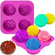 mighty rain flower silicone soap molds - 2 pcs - perfect for soap making, 4 cavity patterns for handmade soap bar, goat milk soap, and bath steamers logo