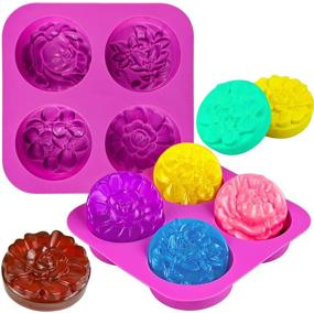 img 4 attached to Mighty Rain Flower Silicone Soap Molds - 2 Pcs - Perfect for Soap Making, 4 Cavity Patterns for Handmade Soap Bar, Goat Milk Soap, and Bath Steamers