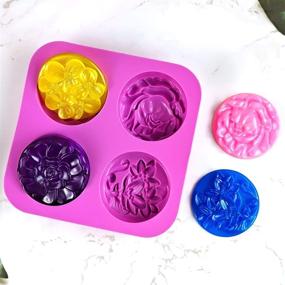 img 2 attached to Mighty Rain Flower Silicone Soap Molds - 2 Pcs - Perfect for Soap Making, 4 Cavity Patterns for Handmade Soap Bar, Goat Milk Soap, and Bath Steamers