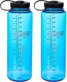 img 1 attached to 💧 Nalgene Silo Tritan 48-Ounce Wide Mouth Water Bottle (2-Pack, Blue)