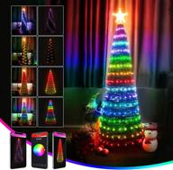 🎄 6ft prelit artificial christmas tree with bluetooth app remote control and 314 icrgb color changing led lights for xmas home office party decor - multi modes, timer, music sync, top star логотип