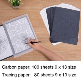 img 3 attached to Offeara Carbon Paper: Large Size Graphite Paper with 180 Sheets and 5pcs Embossing Styluses - Ideal for Drawing, Tracing, and More