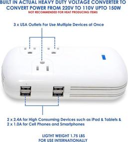 img 1 attached to 🌍 Ceptics 150W Travel Voltage Converter: 3 Outlets + 4 USB Ports for Global Charging - Frustration-Free Packaging