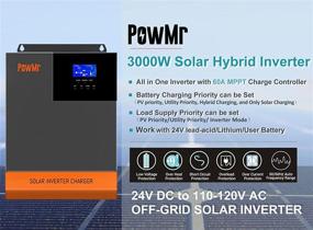 img 2 attached to 🌞 Efficient 3000W Solar Hybrid Inverter: 24V DC to 110V AC, Pure Sine Wave, Off Grid All-in-One Solution with 60amp MPPT Controller - Max 3000W 100V PV Input for 24V Lead Acid/Lithium Batteries