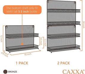 img 3 attached to 🌶️ CAXXA Bronze 2 PK 2-Tier Mesh Spice Rack: Space-Saving Kitchen Counter-top or Wall Mount Jars Organizer