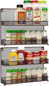 img 4 attached to 🌶️ CAXXA Bronze 2 PK 2-Tier Mesh Spice Rack: Space-Saving Kitchen Counter-top or Wall Mount Jars Organizer