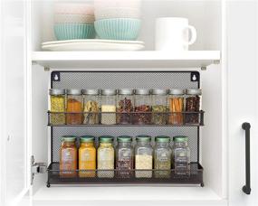 img 1 attached to 🌶️ CAXXA Bronze 2 PK 2-Tier Mesh Spice Rack: Space-Saving Kitchen Counter-top or Wall Mount Jars Organizer