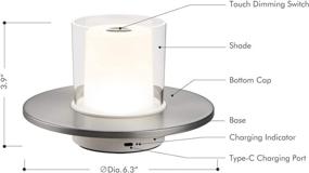 img 1 attached to 🔋 Tubicen Cordless Lamps: USB Rechargeable Battery Table Lamp with 4-Way Touch Dimmer and Wireless Ambient Lighting