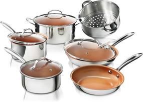 img 4 attached to 🍳 Gotham Steel 10 Piece Pro Chef Cookware Set: Premium Copper Nonstick Pots and Pans with Titanium and Ceramic Coating - Ultimate Release, Dishwasher Safe, Stainless Steel