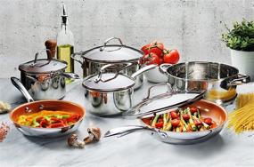 img 2 attached to 🍳 Gotham Steel 10 Piece Pro Chef Cookware Set: Premium Copper Nonstick Pots and Pans with Titanium and Ceramic Coating - Ultimate Release, Dishwasher Safe, Stainless Steel