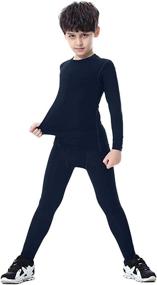 img 4 attached to 👕 LANBAOSI Kids' Long Sleeve Compression Shirts and Pants 2 Piece Set