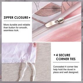 img 1 attached to 🌸 WARMDERN White Floral Queen Duvet Cover Set - Zipper Ties, Soft & Breathable Lightweight 100% Cotton, 3-Piece Comforter Cover Set with 1 White Duvet Cover and 2 Pink Pillowcases