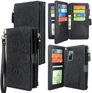 📱 harryshell detachable magnetic zipper wallet leather case with cash pocket, 12 card slots, wrist strap for samsung galaxy s20 fe 5g (2020) - floral flower design, black logo