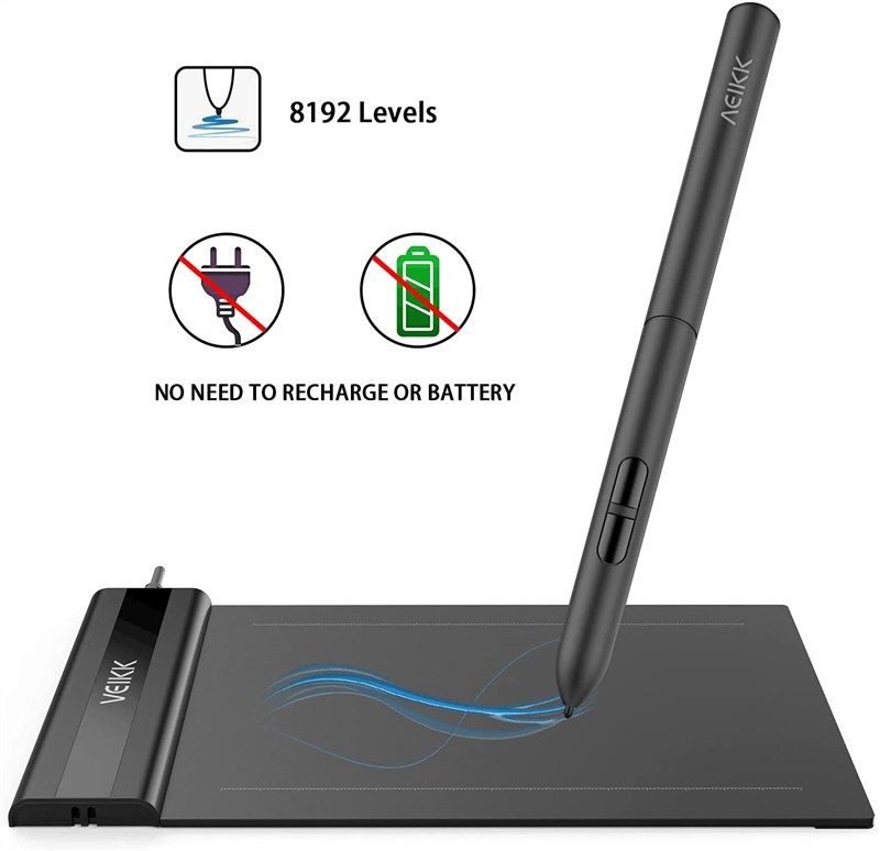 Drawing Tablet,VEIKK S640 Digital Graphics Tablet, 6x4 Inch Ultra-Thin  Portable OSU! Tablet, Battery-Free Stylus for OSU! Game and Teaching Online