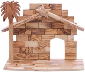 img 1 attached to 🌿 Zuluf Olive Wood Nativity Scene Stable - Authentic Large Olive Wood Stable with Israel Certificate NAT018