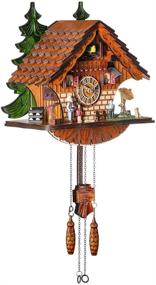 img 3 attached to 🕰️ Handcrafted Wooden Wall Pendulum Quartz Clock - Traditional Chalet Black Forest House Cuckoo Clock by Kintrot