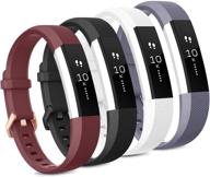📱 tobfit 4 pack fitbit alta bands – soft tpu replacement bands in small size: black/gray/wine red/white logo