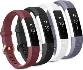 img 4 attached to 📱 Tobfit 4 Pack Fitbit Alta Bands – Soft TPU Replacement Bands in Small Size: Black/Gray/Wine Red/White