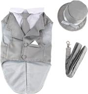 🐶 midlee gray dog wedding tuxedo suit with top hat & leash логотип