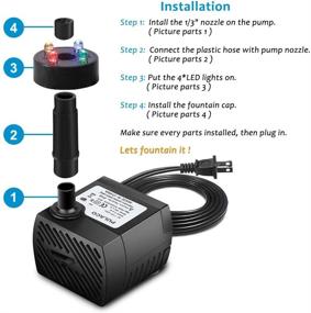 img 1 attached to 💧 PULACO Mini Fountain Pump with LED Light (50GPH 3W) - Ideal for Water Features, Fish Pond, Outdoor & Indoor Fountains, Aquariums, and Home Décor